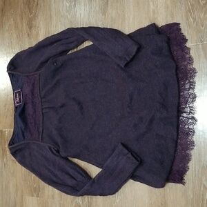 (L) Luluvia Cozy Fully Lined Knit Tunic Top Girlhoodcore Lace Comfortable Pretty